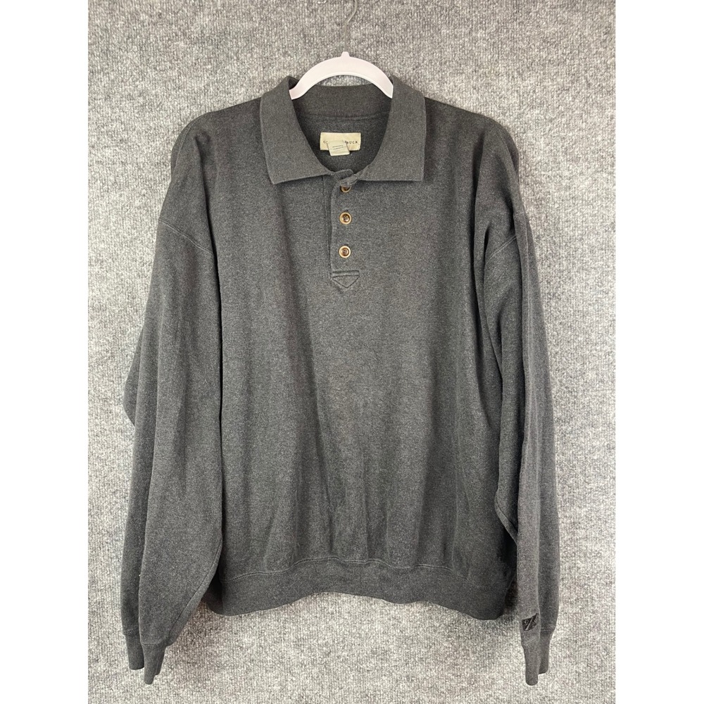Cutter & Buck Polo Sweatshirt Mens XL Gray Excellent Cotton Long Sleeve Pullover